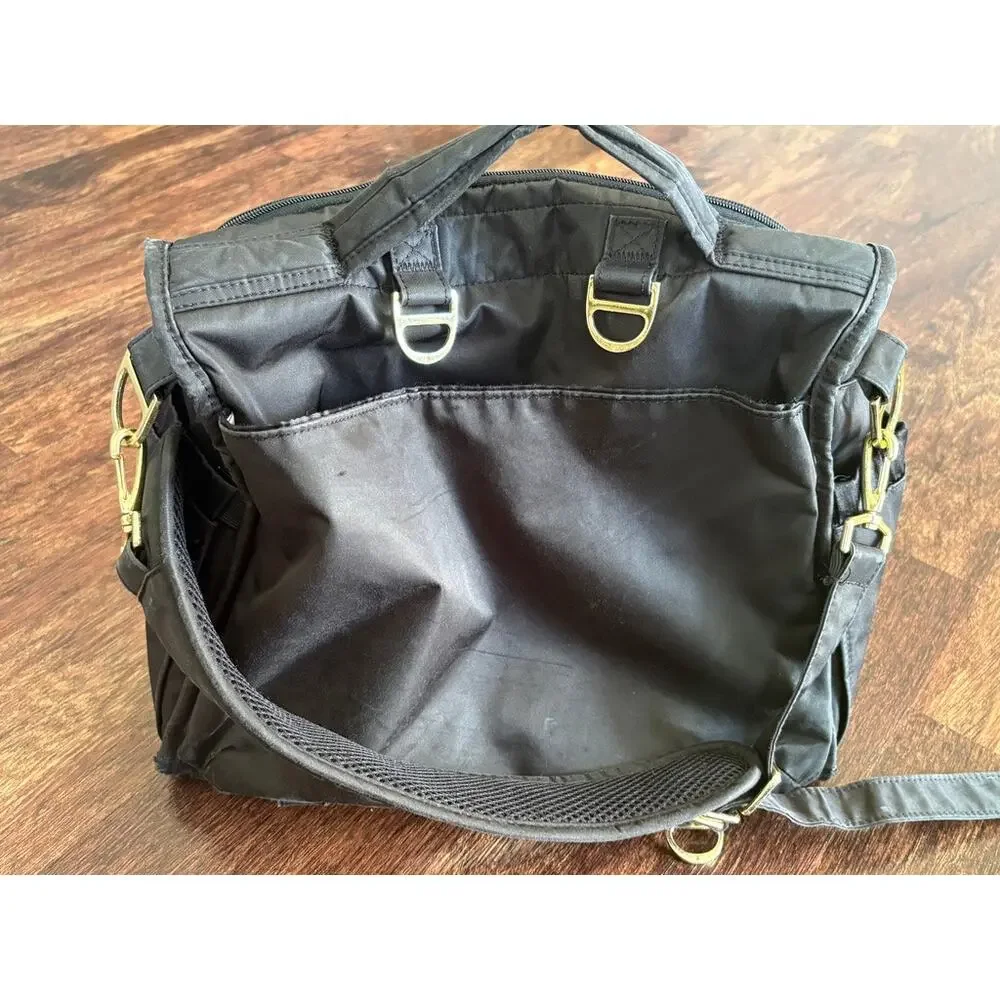 JuJuBe Multi-Pocket Black Gold Convertible Diaper Bag Organizer Tote Flawed
